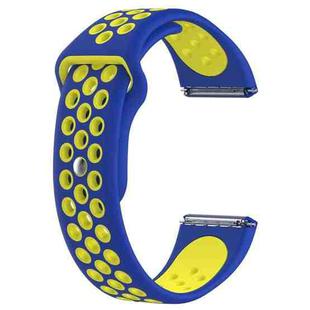 For Fitbit Versa Two-tone Silicone  Watch Band(Blue + Yellow)