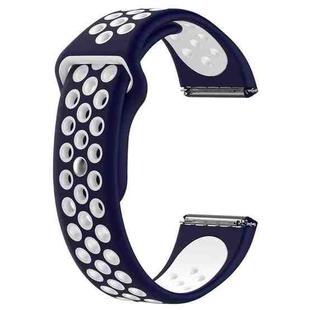 For Fitbit Versa Two-tone Silicone  Watch Band(Dark Blue + White)