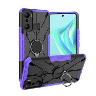 For Infinix Hot 20 Play Armor Bear Shockproof PC + TPU Phone Case with Ring(Purple)