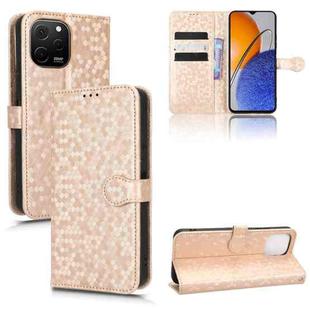 For Huawei nova Y61 Honeycomb Dot Texture Leather Phone Case(Gold)