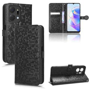 For Honor X7a Honeycomb Dot Texture Leather Phone Case(Black)