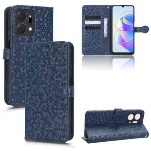 For Honor X7a Honeycomb Dot Texture Leather Phone Case(Blue)