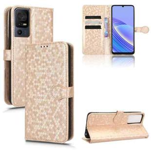 For TCL 40 SE Honeycomb Dot Texture Leather Phone Case(Gold)