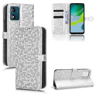 For Motorola Moto E13 4G Honeycomb Dot Texture Leather Phone Case(Silver)