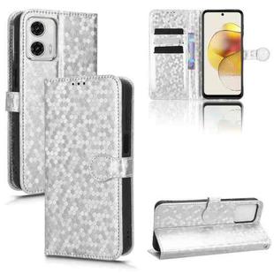 For Motorola Moto G73 5G Honeycomb Dot Texture Leather Phone Case(Silver)