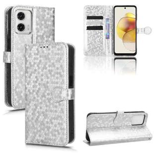 For Motorola Moto G53 5G Honeycomb Dot Texture Leather Phone Case(Silver)