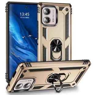 For Motorola Moto Edge+ 2023 Shockproof TPU + PC Phone Case with Holder(Gold)