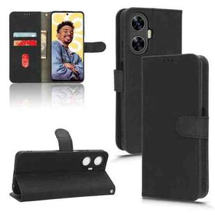 For Realme C55 Skin Feel Magnetic Flip Leather Phone Case(Black)