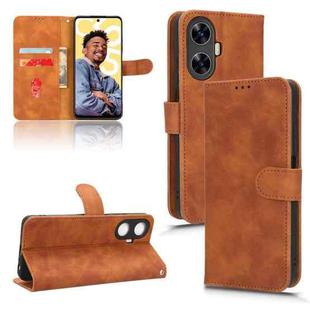 For Realme C55 Skin Feel Magnetic Flip Leather Phone Case(Brown)