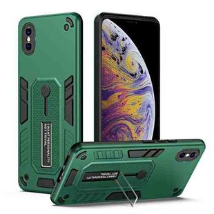 For iPhone X / XS Variety Brave Armor Finger Loop Holder Phone Case(Green)