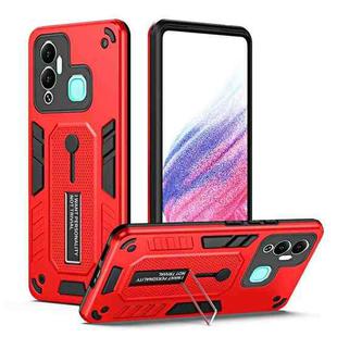 For Infinix Hot 12 Play Variety Brave Armor Finger Loop Holder Phone Case(Red)