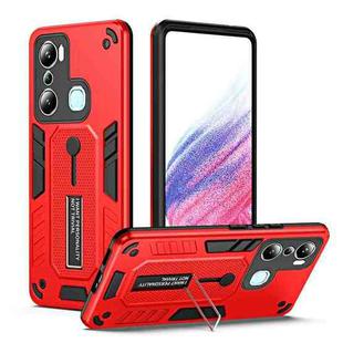 For Infinix Hot 20i X665E Variety Brave Armor Finger Loop Holder Phone Case(Red)