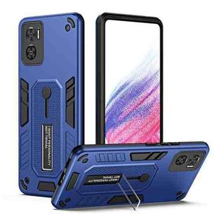 For Motorola Moto E22 4G / E22i Variety Brave Armor Finger Loop Holder Phone Case(Blue)