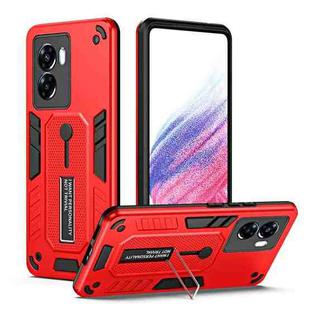 For OPPO A57 4G / A77s / A77 4G Variety Brave Armor Finger Loop Holder Phone Case(Red)