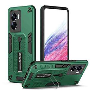 For OPPO A57 4G / A77s / A77 4G Variety Brave Armor Finger Loop Holder Phone Case(Green)