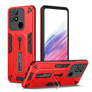 For Realme Narzo 50A Variety Brave Armor Finger Loop Holder Phone Case(Red)