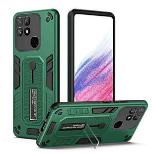 For Realme Narzo 50A Variety Brave Armor Finger Loop Holder Phone Case(Green)