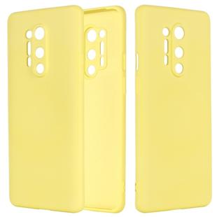 For OnePlus 8 Pro Pure Color Liquid Silicone Shockproof Full Coverage Case(Yellow)