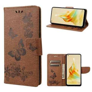 For OPPO Reno8 T 4G Butterfly Embossed Horizontal Flip Leather Phone Case(Brown)