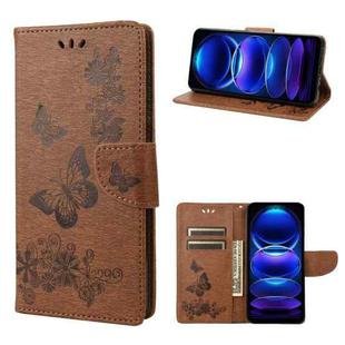 For Xiaomi Redmi Note 12 5G Global / Poco X5 5G Butterfly Embossed Horizontal Flip Leather Phone Case(Brown)