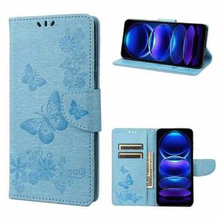 For Xiaomi Redmi Note 12 5G Global / Poco X5 5G Butterfly Embossed Horizontal Flip Leather Phone Case(Blue)