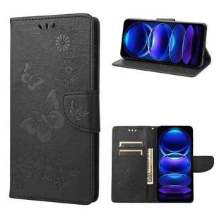 For Xiaomi Redmi Note 12 Pro+ 5G Global Butterfly Embossed Horizontal Flip Leather Phone Case(Black)