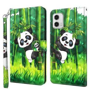 For Motorola Moto G73 3D Painting Pattern TPU + PU Leather Phone Case(Panda Climbing Bamboo)