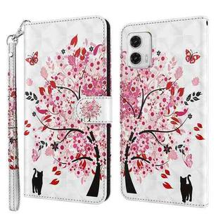 For Motorola Moto G73 3D Painting Pattern TPU + PU Leather Phone Case(Cat Under The Tree)