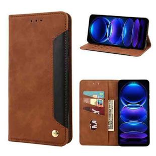 For Xiaomi Redmi Note 12 Pro 5G Global Skin Feel Splicing Leather Phone Case(Brown)
