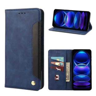 For Xiaomi Redmi Note 12 Pro+ 5G Global Skin Feel Splicing Leather Phone Case(Blue)