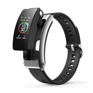 K30 0.96 inch Silicone Band Earphone Detachable Life Waterproof Smart Watch Support Bluetooth Call(Black Silver)