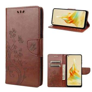 For OPPO Reno8 T 4G Butterfly Flower Pattern Leather Phone Case(Brown)