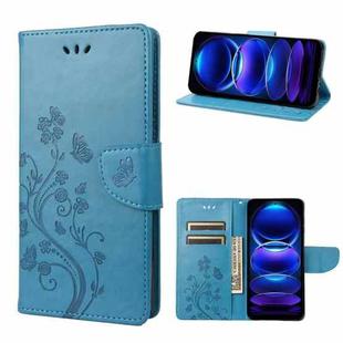 For Xiaomi Redmi Note 12 Pro 5G Global Butterfly Flower Pattern Leather Phone Case(Blue)