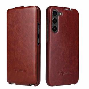 For Samsung Galaxy S23+ 5G Fierre Shann 64 Texture Vertical Flip PU Leather Phone Case(Brown)