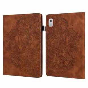 For Lenovo Tab M9 Peacock Embossed Pattern Leather Tablet Case(Brown)