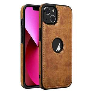 For iPhone 13 Leather Texture Stitching Phone Case(Brown)