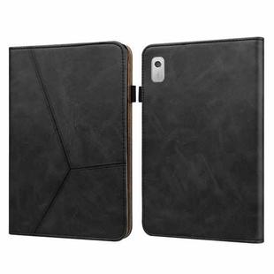 For Lenovo Tab M9 Embossed Striped Leather Tablet Case(Black)