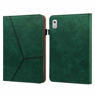 For Lenovo Tab M9 Embossed Striped Leather Tablet Case(Green)