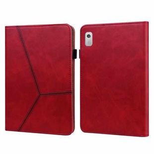 For Lenovo Tab M9 Embossed Striped Leather Tablet Case(Red)