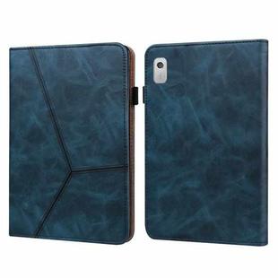For Lenovo Tab M9 Embossed Striped Leather Tablet Case(Blue)
