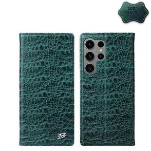 For Samsung Galaxy S23 Ultra 5G Fierre Shann Crocodile Texture Magnetic Genuine Leather Phone Case(Green)