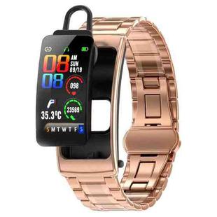 K20 1.14 inch Steel Band Earphone Detachable Life Waterproof Smart Watch Support Bluetooth Call(Rose Gold)