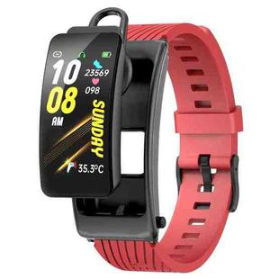 K20 1.14 inch Silicone Band Earphone Detachable Life Waterproof Smart Watch Support Bluetooth Call(Black Red)