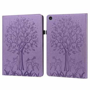 For Lenovo Tab M10 3rd Gen Tree & Deer Pattern Embossed Leather Tablet Case(Purple)