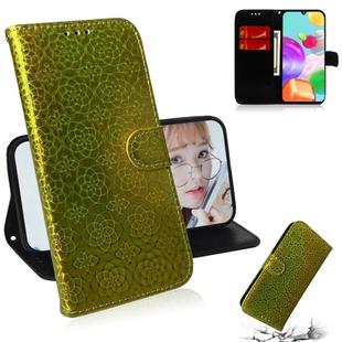 For Galaxy A41 Solid Color Colorful Magnetic Buckle Horizontal Flip PU Leather Case with Holder & Card Slots & Wallet & Lanyard(Gold)