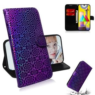 For Galaxy M31 Solid Color Colorful Magnetic Buckle Horizontal Flip PU Leather Case with Holder & Card Slots & Wallet & Lanyard(Purple)