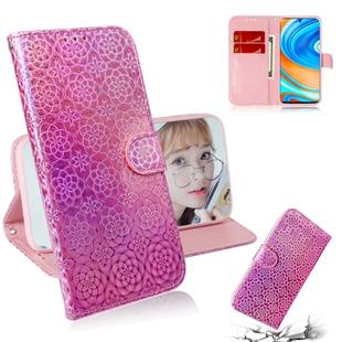 For Xiaomi Redmi Note 9 Pro Solid Color Colorful Magnetic Buckle Horizontal Flip PU Leather Case with Holder & Card Slots & Wallet & Lanyard(Pink)