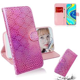 For Xiaomi Redmi Note 9S & Note 9 Pro Max Solid Color Colorful Magnetic Buckle Horizontal Flip PU Leather Case with Holder & Card Slots & Wallet & Lanyard(Pink)