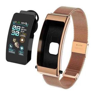 K50 1.08 inch Steel Band Earphone Detachable IP67 Waterproof Smart Watch Support Bluetooth Call(Gold)