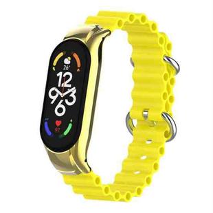 For Xiaomi Mi Band 7 Marine Silicone Breathable Watch Band(Yellow)